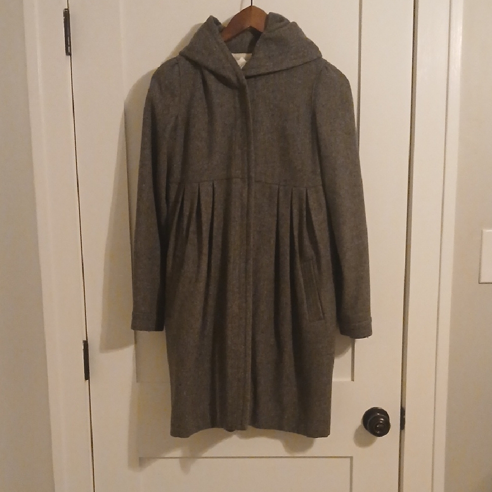 Elegant Gray Hooded Trench Coat